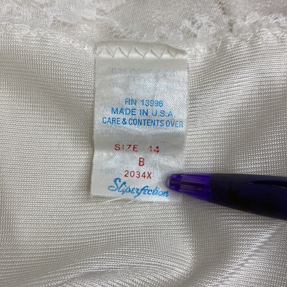 Vintage White Slip Dress with Lace size 14B - Picture 10 of 11